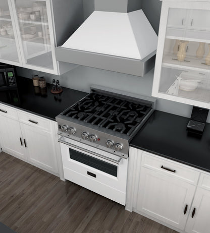 ZLINE 30 in. 4.0 cu. ft. Dual Fuel Range with Gas Stove and Electric Oven in All DuraSnow Stainless Steel with Color Door Options (RAS-SN-30)