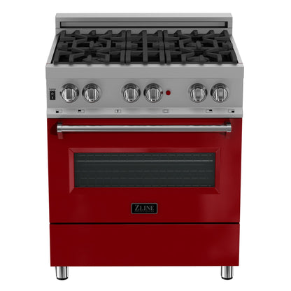 ZLINE 30 in. 4.0 cu. ft. Dual Fuel Range with Gas Stove and Electric Oven in All DuraSnow Stainless Steel with Color Door Options (RAS-SN-30)