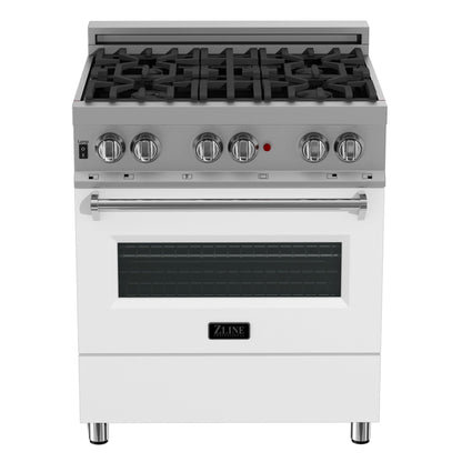 ZLINE 30 in. 4.0 cu. ft. Dual Fuel Range with Gas Stove and Electric Oven in All DuraSnow Stainless Steel with Color Door Options (RAS-SN-30)