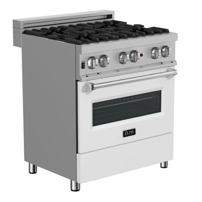 ZLINE 30 in. 4.0 cu. ft. Dual Fuel Range with Gas Stove and Electric Oven in All DuraSnow Stainless Steel with Color Door Options (RAS-SN-30)