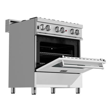 ZLINE 30 in. 4.0 cu. ft. Dual Fuel Range with Gas Stove and Electric Oven in All DuraSnow Stainless Steel with Color Door Options (RAS-SN-30)