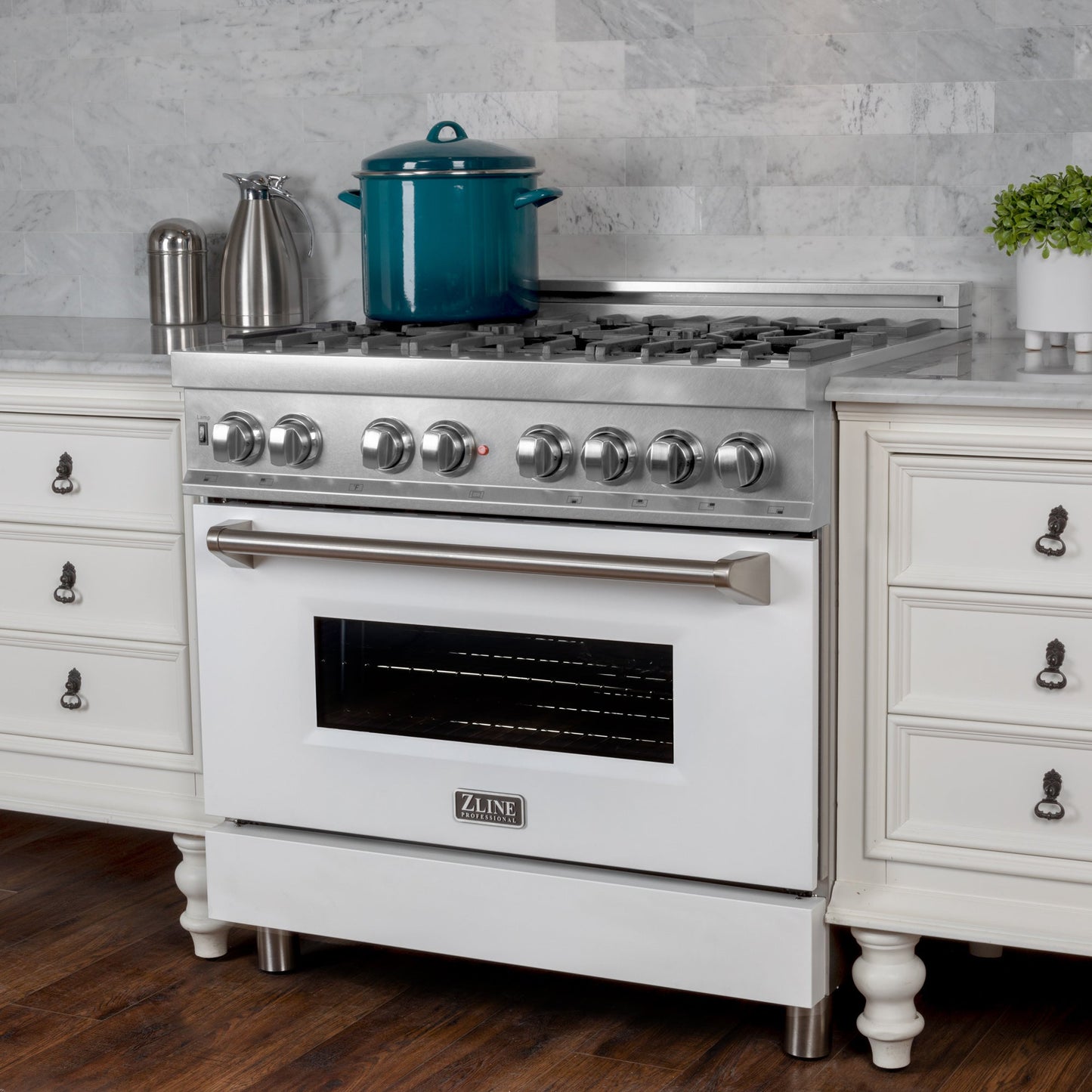 ZLINE 30 in. 4.0 cu. ft. Dual Fuel Range with Gas Stove and Electric Oven in All DuraSnow Stainless Steel with Color Door Options (RAS-SN-30)