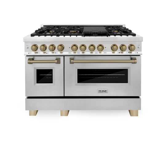 ZLINE Autograph Edition 48 in. 6.0 cu. ft. Legacy Dual Fuel Range with 7 Burner Gas Cooktop and 2 Electric Ovens