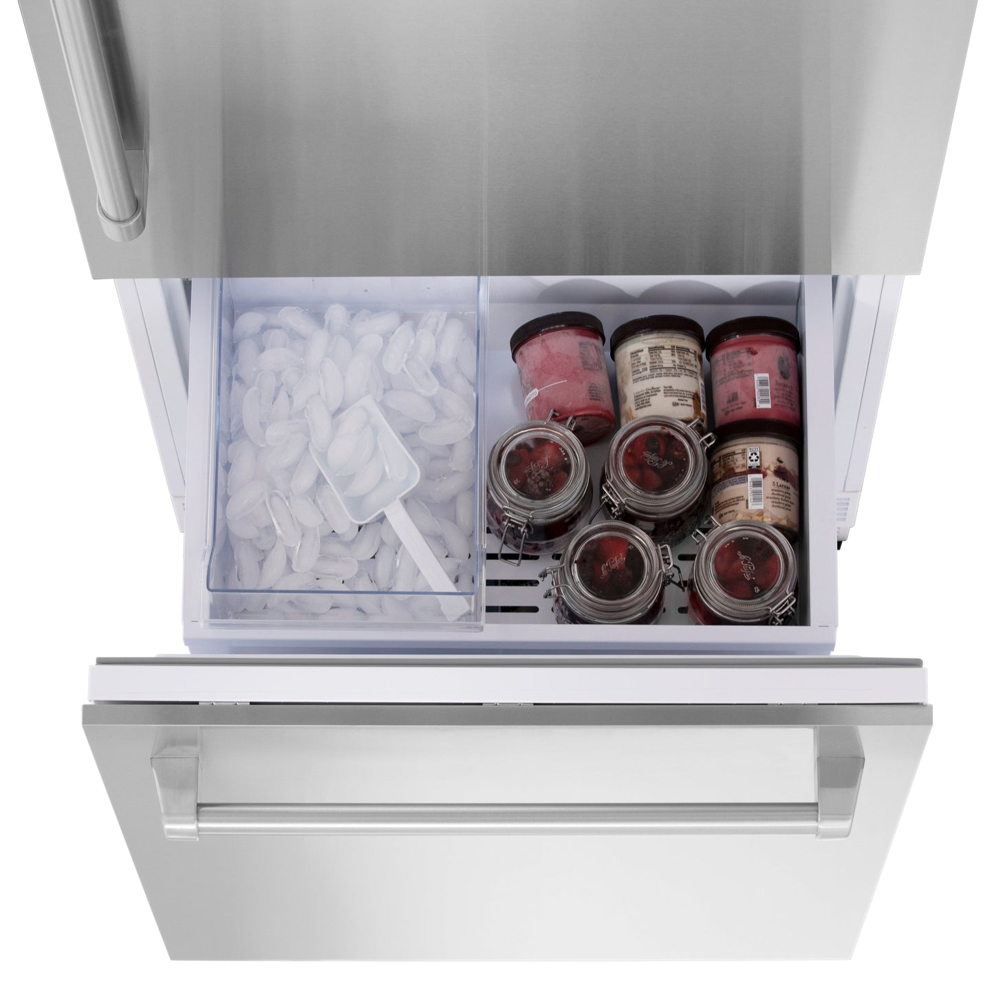 ZLINE 30" 16.1 cu. ft. Built-In 2-Door Bottom Freezer Refrigerator with Internal Water and Ice Dispenser in Stainless Steel (RBIV-304-30)