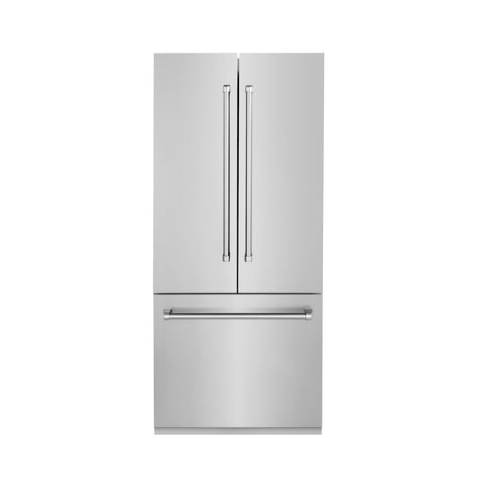 ZLINE 36" 19.6 cu. ft. Built-In 3-Door French Door Refrigerator with Internal Water and Ice Dispenser in Stainless Steel (RBIV-304-36)