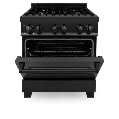 ZLINE 30 in. 4.0 cu. ft. Dual Fuel Range with Gas Stove and Electric Oven in Black Stainless Steel (RAB-BR-30)