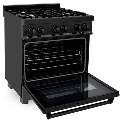 ZLINE 30 in. 4.0 cu. ft. Dual Fuel Range with Gas Stove and Electric Oven in Black Stainless Steel (RAB-BR-30)