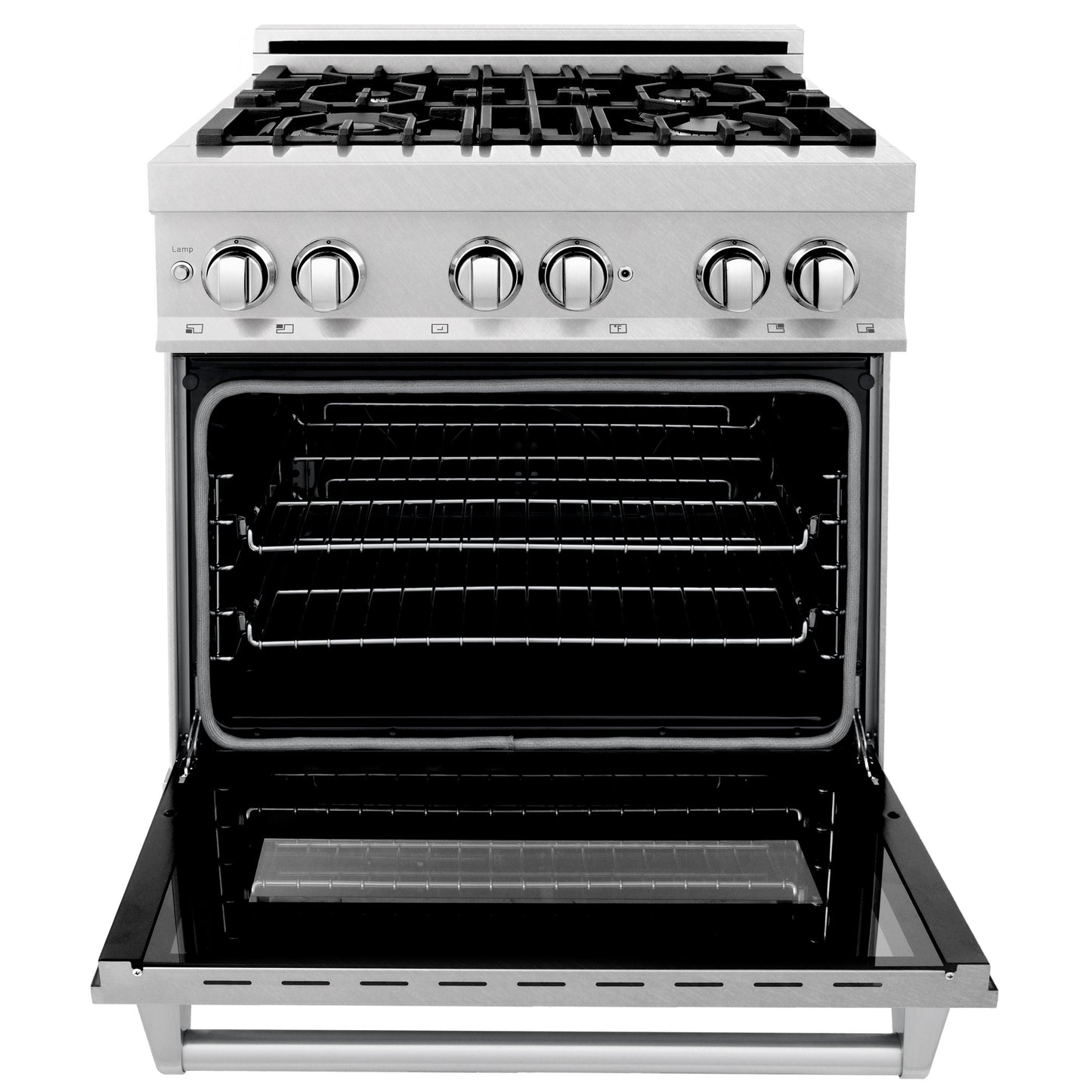 ZLINE 30 in. 4.0 cu. ft. Dual Fuel Range with Gas Stove and Electric Oven in All DuraSnow Stainless Steel with Color Door Options (RAS-SN-30)