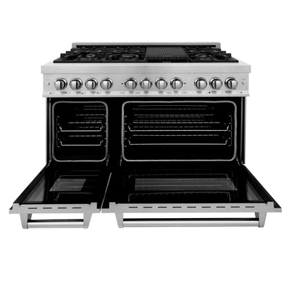 ZLINE 48 in. 6.0 cu. ft. Legacy Dual Fuel Range with 7 Burner Gas Cooktop and 2 Electric Ovens in Stainless Steel