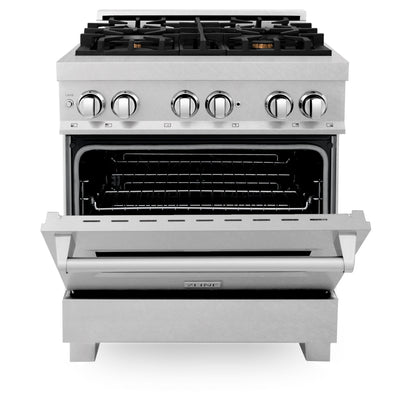 ZLINE 30 in. 4.0 cu. ft. Dual Fuel Range with Gas Stove and Electric Oven in All DuraSnow Stainless Steel with Color Door Options (RAS-SN-30)