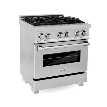 ZLINE 30 in. 4.0 cu. ft. Dual Fuel Range with Gas Stove and Electric Oven in All DuraSnow Stainless Steel with Color Door Options (RAS-SN-30)