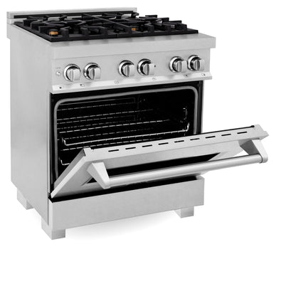 ZLINE 30 in. 4.0 cu. ft. Dual Fuel Range with Gas Stove and Electric Oven in All DuraSnow Stainless Steel with Color Door Options (RAS-SN-30)