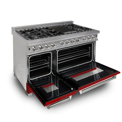 ZLINE 48 in. 6.0 cu. ft. Legacy Dual Fuel Range with 7 Burner Gas Cooktop and 2 Electric Ovens in Stainless Steel