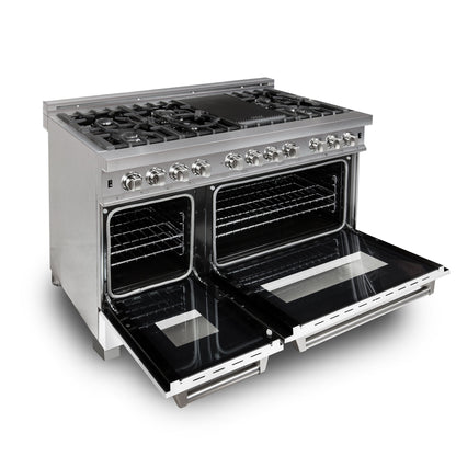 ZLINE 48 in. 6.0 cu. ft. Legacy Dual Fuel Range with 7 Burner Gas Cooktop and 2 Electric Ovens in Stainless Steel