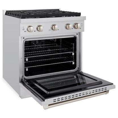 ZLINE 30 in. 4.2 cu. ft. Paramount Gas Range with 4 Burner Cooktop and Convection Gas Oven in Stainless Steel (SGR30)