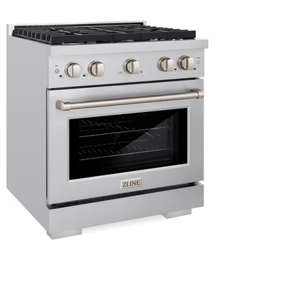 ZLINE 30 in. 4.2 cu. ft. Paramount Gas Range with 4 Burner Cooktop and Convection Gas Oven in Stainless Steel (SGR30)