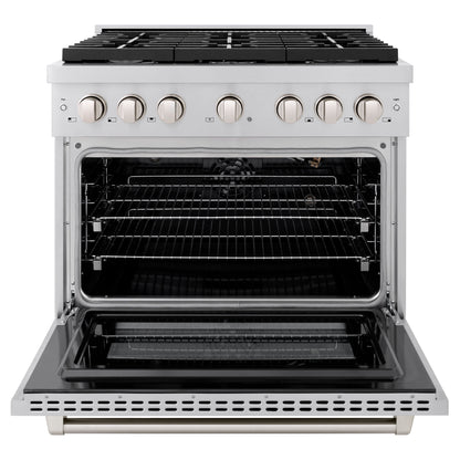 ZLINE 36 in. 5.2 cu. ft. Paramount Gas Range with 6 Burner Cooktop and Convection Gas Oven in Stainless Steel (SGR36)